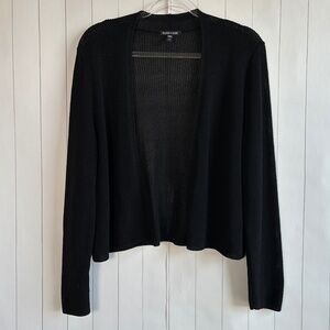 Eileen Fisher size L Cord cropped cardigan sweater organic cotton silk black